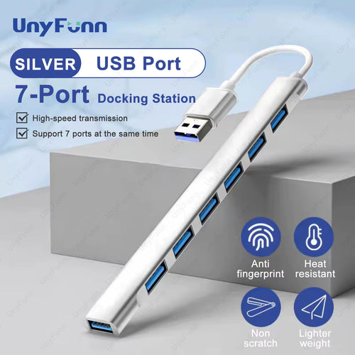 7 Ports USB HUB USB C USB 3.0 HUB 7-In-1 Type C Multi-Port USB Splitter OTG Adapter USB Adapter for Macbook Pro Air PC Laptop